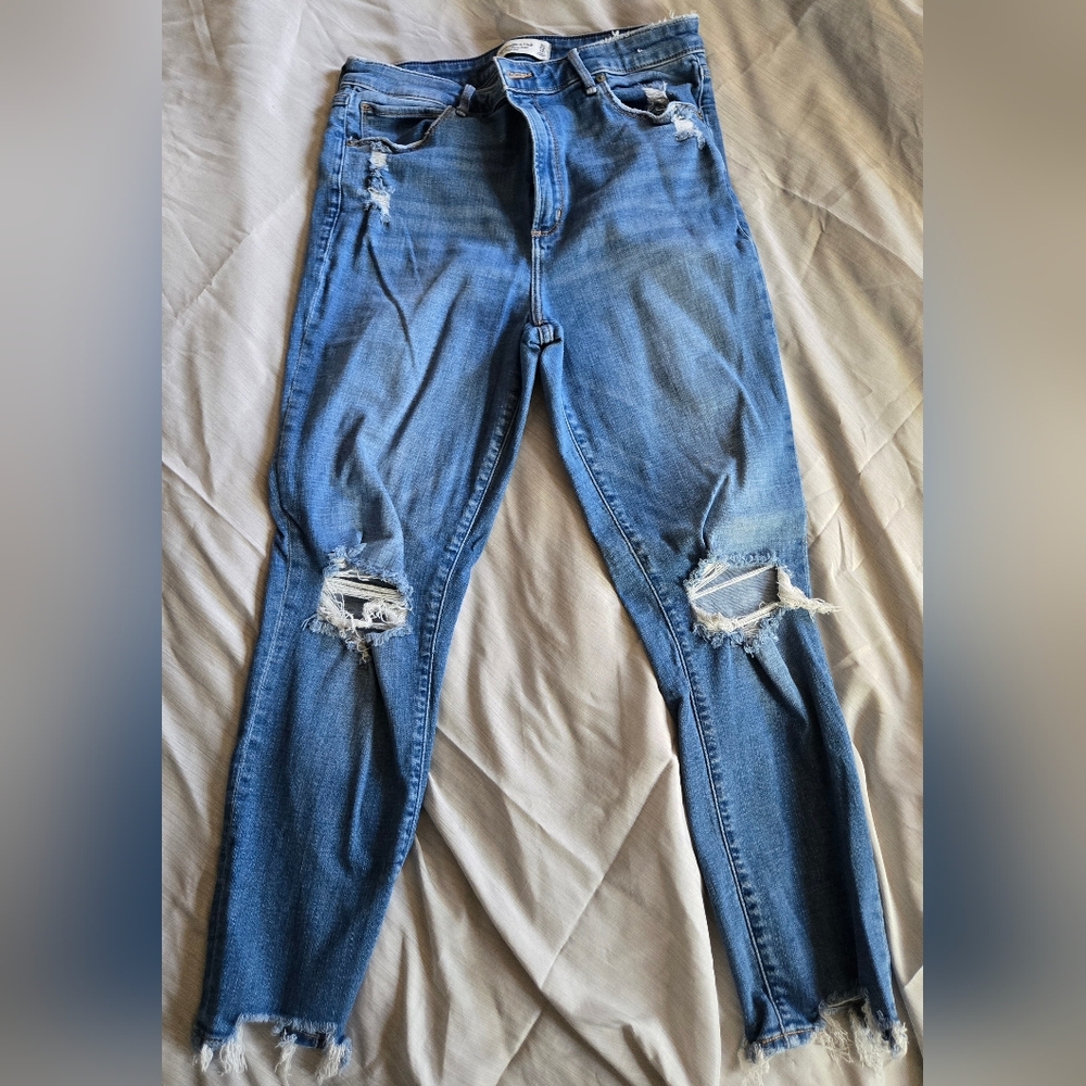 Abercrombie & Fitch Blue Distressed Skinny Jeans